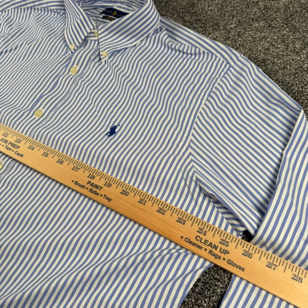 Polo Ralph Lauren Button Down XXL Blue White Striped Slim Fit Performance Shirt